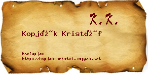 Kopják Kristóf névjegykártya